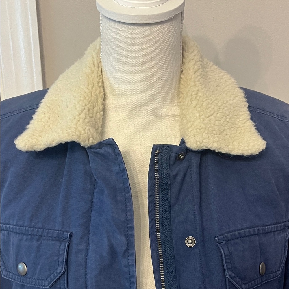 Gap Navy Jacket With Shearling Collar - image 2